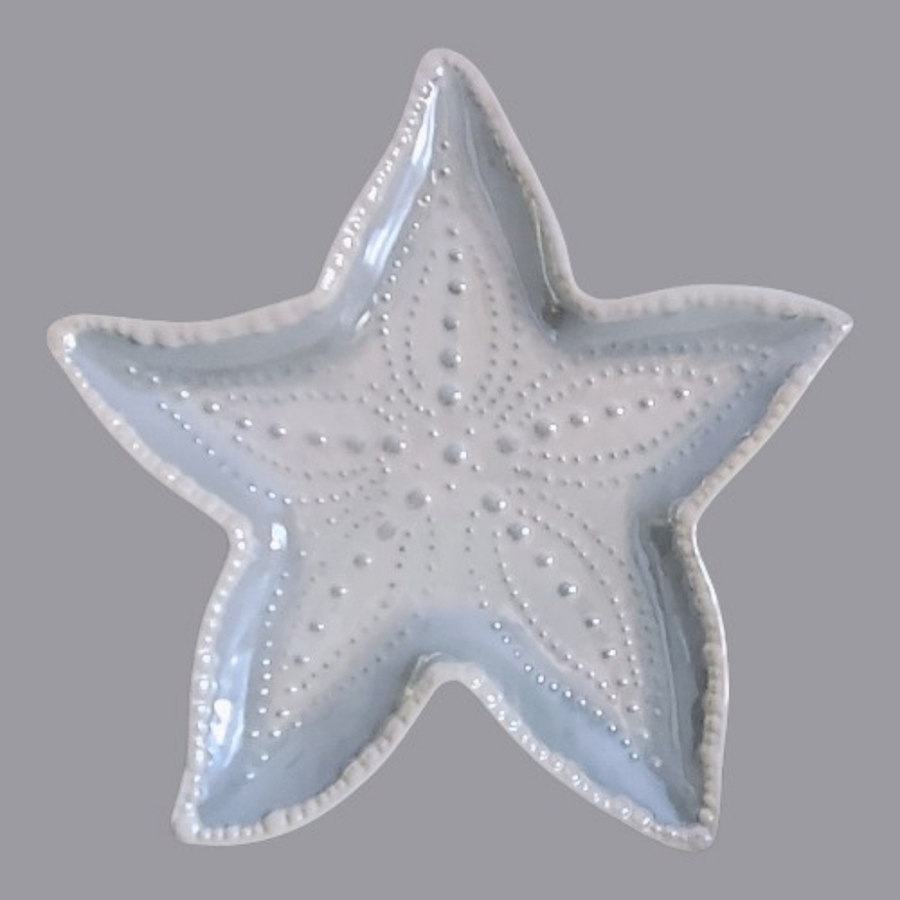 White Starfish Ceramic Plate Grasslands Road